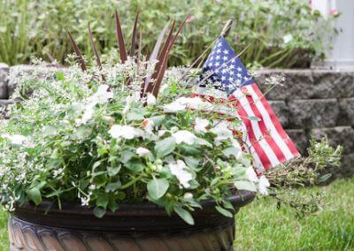 flower pot with american flag